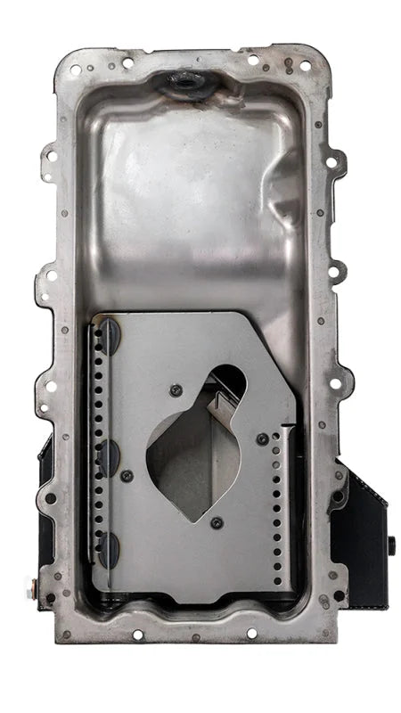 Moroso Ford 4.6/5.4L (w/Rear Sump) Road Race Baffled Wet Sump 8qt 6.5in Steel Oil Pan - Back View