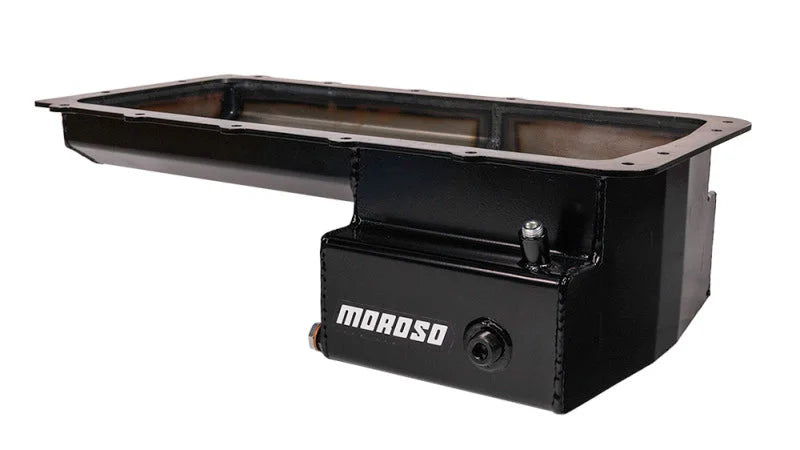 Moroso Ford 5.0 Coyote (w/Front Sump) Road Race Baffled Wet Sump 7qt 6.25in Steel Oil Pan - Side View