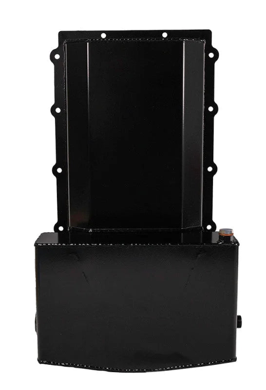 Moroso Ford 5.0 Coyote (w/Front Sump) Road Race Baffled Wet Sump 7qt 6.25in Steel Oil Pan - Back View
