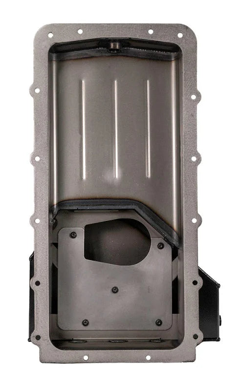 Moroso Ford 5.0 Coyote (w/Rear Sump) Road Race Baffled Wet Sump 9qt 6-5/8in Steel Oil Pan - Back View