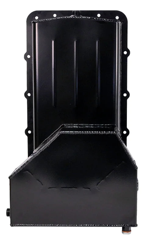Moroso Ford 5.0 Coyote/Fox Swap (w/Rear Sump) Road Race Baffled Wet Sump 7.5qt 6-5/8in Steel Oil Pan - Side View