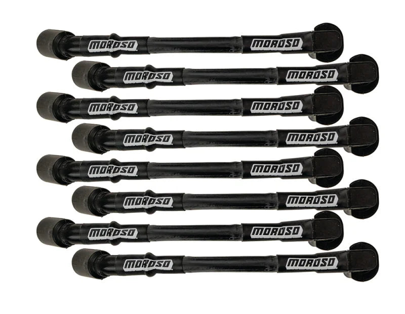 Moroso GM LS 11in Long Coil On Plug 90 Deg Plug Sleeved Ultra Spark Plug Wire Set - Black - Main Product View