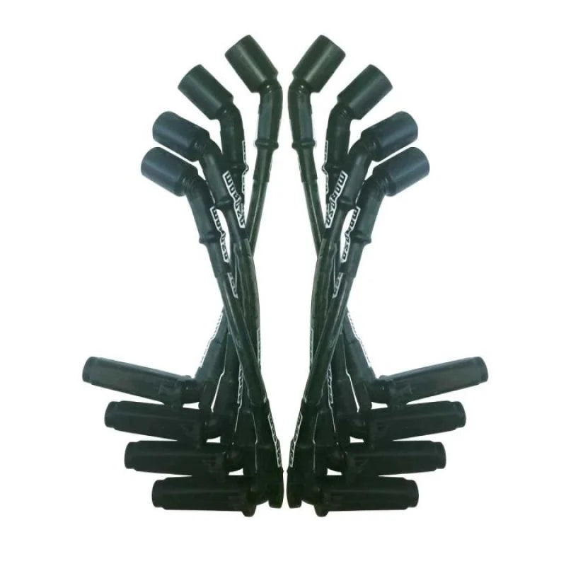 Moroso GM LS 11in Long Coil On Plug 90 Deg Plug Sleeved Ultra Spark Plug Wire Set - Black - Side View