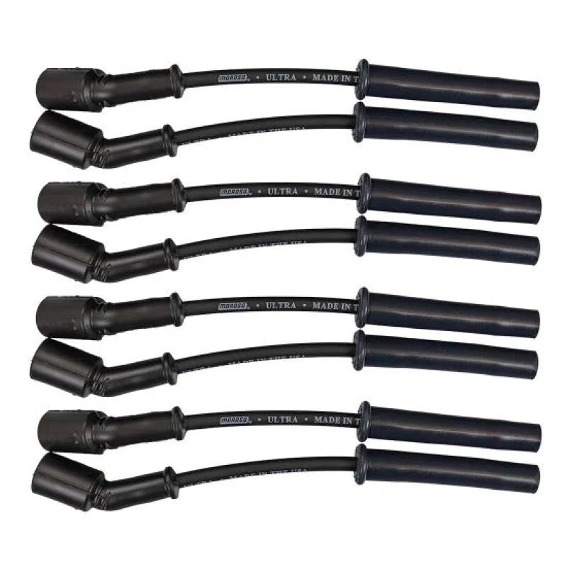 Moroso GM LS 5.7L/6.0L/6.2L/7.0L Ultra 350 8mm Multi-Angle Boot Ignition Spark Plug Wire Set - Black