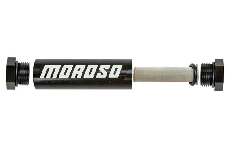 Moroso In-Line Fuel Filter - 5-1/8in - 3/8in NPT - 40 Micron SS Filter - Aluminum - Detail View