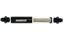 Load image into Gallery viewer, Moroso In-Line Fuel Filter - 6.5in -10An - 40 Micron SS Filter - Aluminum - Detail View