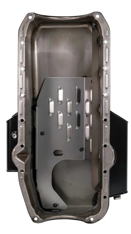 Moroso Pre-80 Chevrolet SBC (w/2 Pc Seal & Low Clearance) Wet Sump 7qt 7in Steel Oil Pan - Black - Main Product View