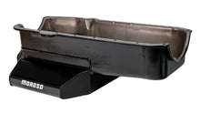 Load image into Gallery viewer, Moroso Pre-80 Chevrolet SBC (w/2 Pc Seal &amp; Low Clearance) Wet Sump 7qt 7in Steel Oil Pan - Black - Side View