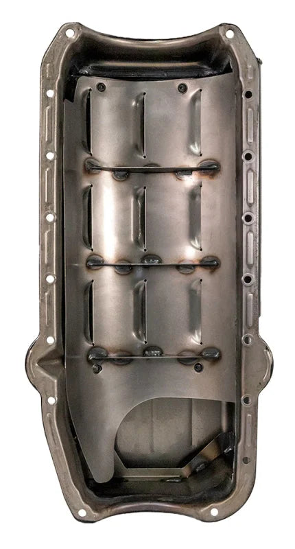 Moroso Pre-80 Chevrolet SBC/Dart Little M Power Pouch Wet Sump 7qt 8.25in Steel Oil Pan - Black - Main Product View