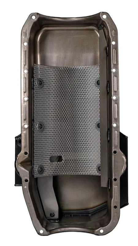 Moroso Pre-80 Chevrolet Small Block (w/2 Pc Seal) Road Race Wet Sump 7qt 7.5in Steel Oil Pan - Black - Side View
