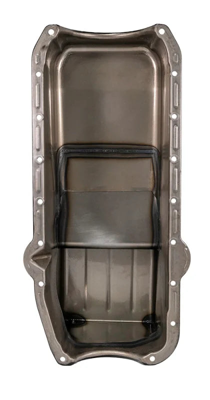 Moroso Pre-80 Chevrolet Small Block (w/Driver Side Dipstick) Wet Sump 6qt 9in Steel Oil Pan - Black - Main Product View