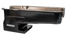 Load image into Gallery viewer, Moroso Pre-80 Chevrolet Small Block (w/Driver Side Dipstick) Wet Sump 6qt 9in Steel Oil Pan - Black - Side View