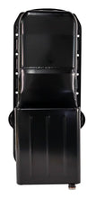 Load image into Gallery viewer, Moroso Pre-80 Chevrolet Small Block (w/Driver Side Dipstick) Wet Sump 6qt 9in Steel Oil Pan - Black - Back View