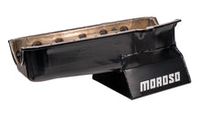 Load image into Gallery viewer, Moroso Pre-80 Chevrolet Small Block (w/Driver Side Dipstick) Wet Sump 7qt 8.25in Steel Oil Pan -Blk - Main Product View