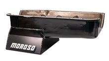 Load image into Gallery viewer, Moroso Pre-80 Chevrolet Small Block (w/Driver Side Dipstick) Wet Sump 7qt 8.25in Steel Oil Pan -Blk - Side View