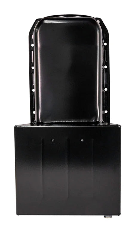 Moroso Pre-80 Chevrolet Small Block (w/Driver Side Dipstick) Wet Sump 7qt 8.25in Steel Oil Pan -Blk - Back View
