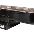 Load image into Gallery viewer, Moroso Pre-85 Chevrolet SBC (w/2 Piece Rear Main Seal) Wet Sump 7qt 8.25in Steel Oil Pan - Black - Installation View