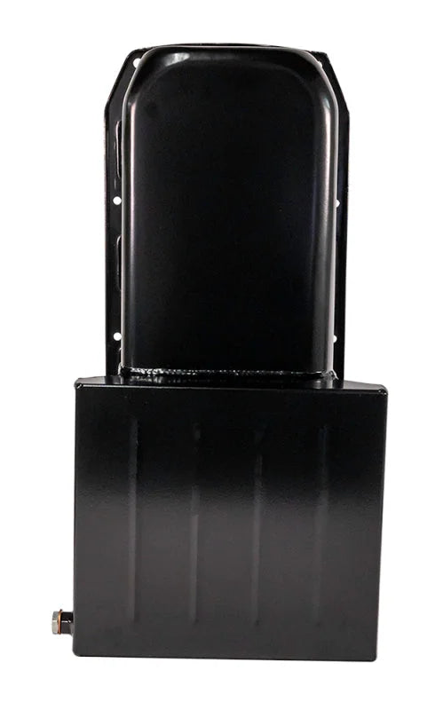 Moroso Pre-85 Chevrolet Small Block (w/Driver Side Dipstick) Wet Sump 7qt 8.25in Steel Oil Pan - Blk - Back View