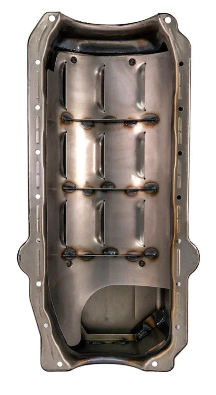 Moroso Pre-85 Chevrolet Small Block/Dart SHP Power Pouch Wet Sump 7qt 8.25in Steel Oil Pan - Black - Side View