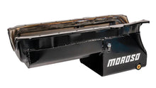 Load image into Gallery viewer, Moroso Pre-85 Chevrolet Small Block/Dart SHP Power Pouch Wet Sump 7qt 8.25in Steel Oil Pan - Black - Back View