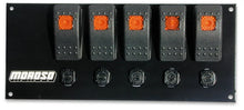 Load image into Gallery viewer, Moroso Rocker Switch Panel - Flat Surface Mount - LED - 3-3/8in x 8in - Five On/Off Switches