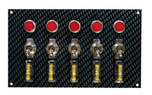 Load image into Gallery viewer, Moroso Toggle Switch Panel - Dash Mount - 4in x 6.75in - Grey/Black Fiber Design