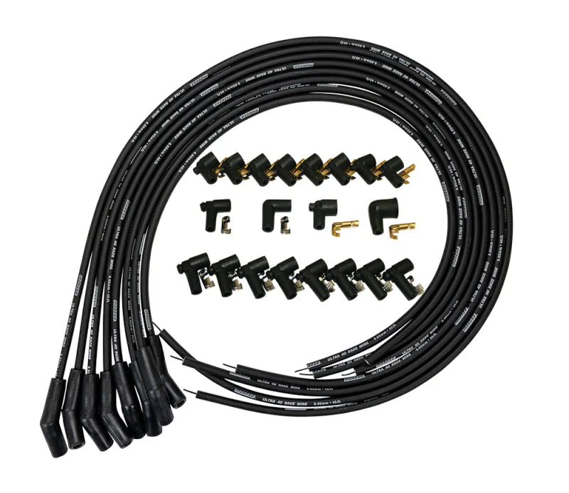 Moroso Universal Ignition Wire Set - Ultra 40 - Unsleeved - 135 Degree - Black - Side View