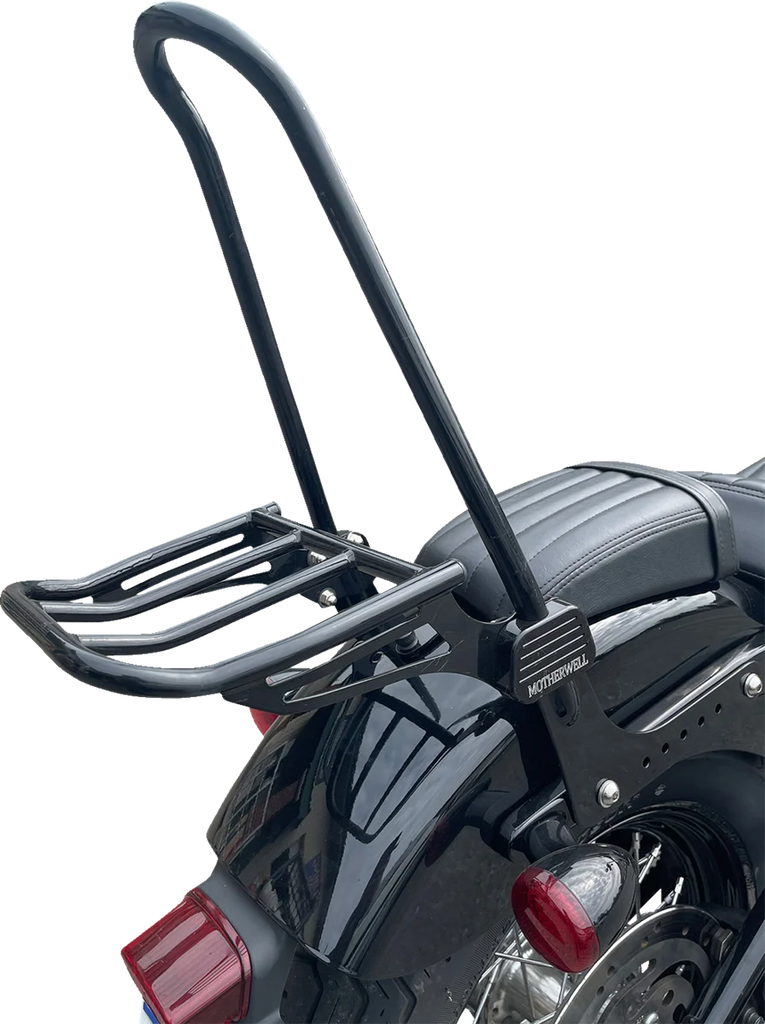 Motherwell Luggage Rack For Tall Sissy Bar - Matte Black MWL-159-MB - Detail View