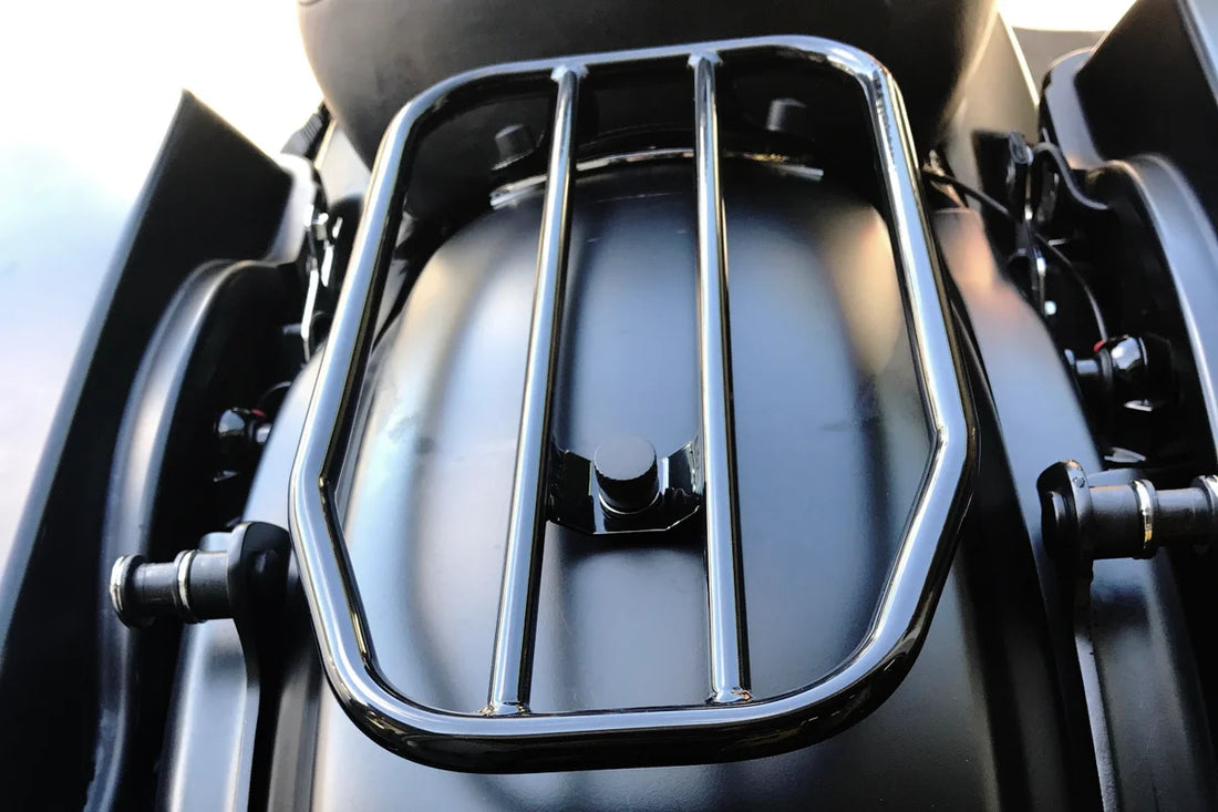 Motherwell Luggage Rack - Gloss Black MWL-409-GB - Side View