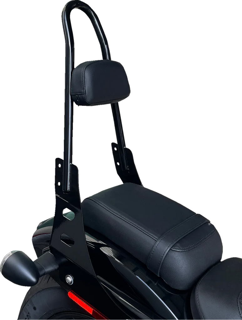 Motherwell One-Piece Sissy Bar - Gloss Black MWL-220-GB. - Back View