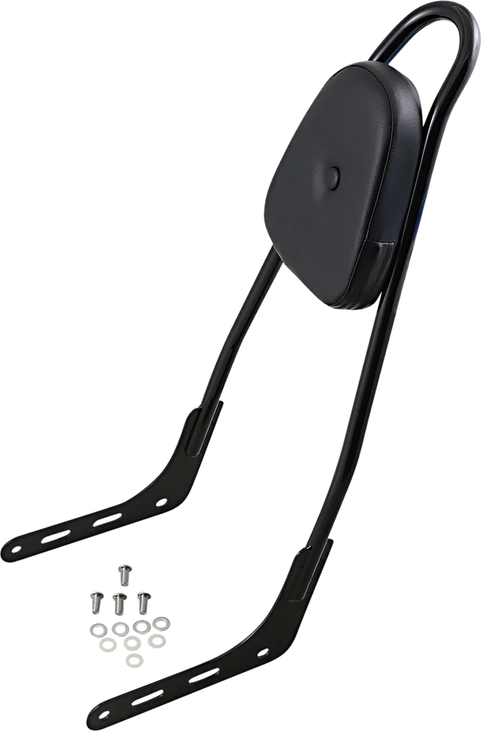 Motherwell One-Piece Sissy Bar - Gloss Black - Skull - With Pad 156T18-GB-SK-WP - Side View