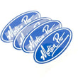 Load image into Gallery viewer, Motion Pro PATCH, HEAT TRANSFER, 4/PK WHT MP ON BLUE 10CM X 5CM 20-0327