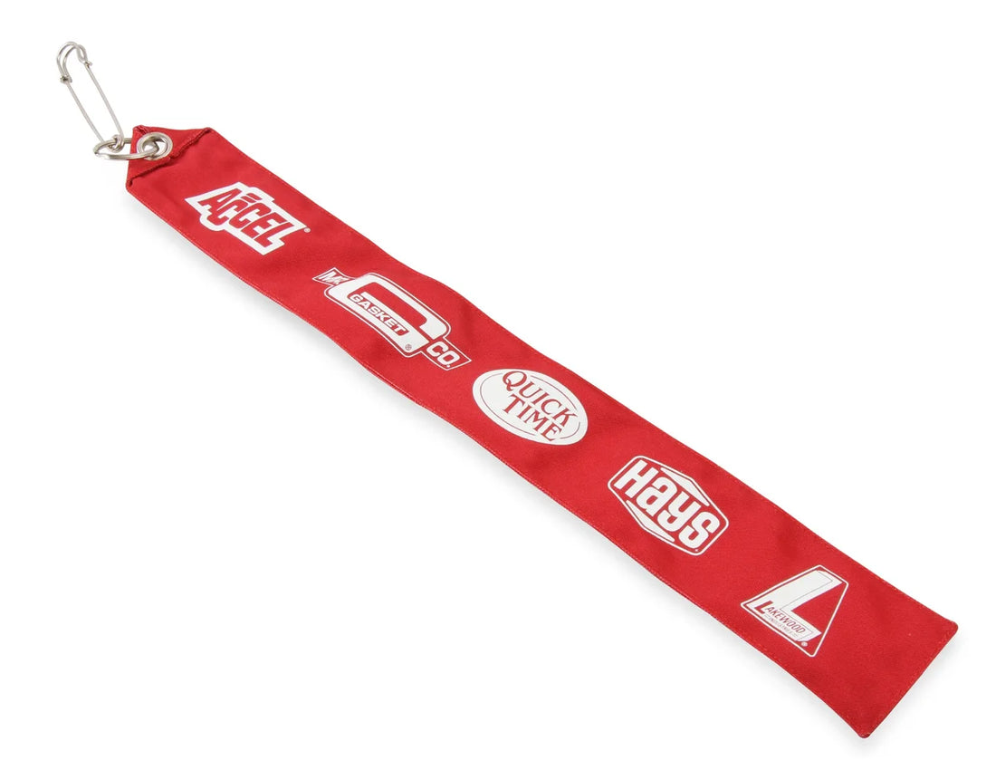 Mr Gasket 2 Inch x 16 Inch Red Remove Before Flight Streamer - Back View