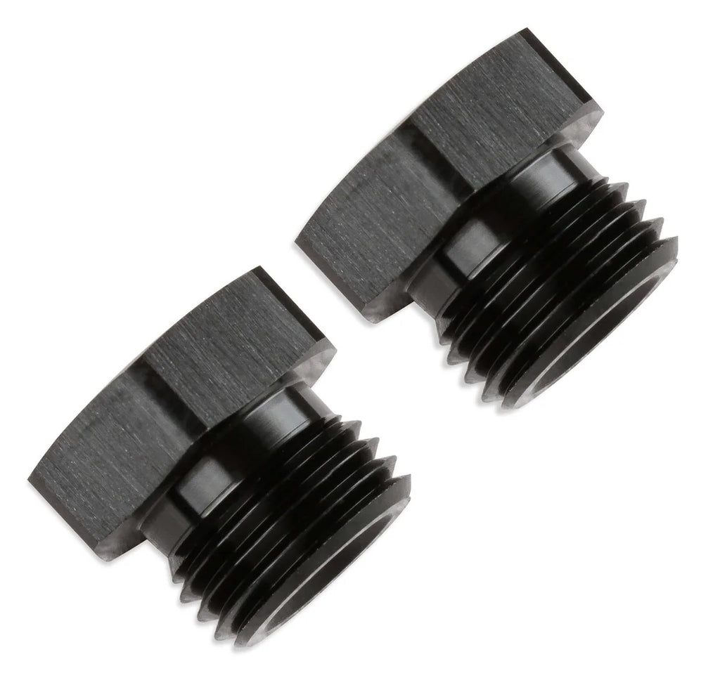 Mr Gasket -6 AN Port Plug with O-Ring Seal, Black Anodized Aluminum - 2 pieces 481406-BL - Main Product View