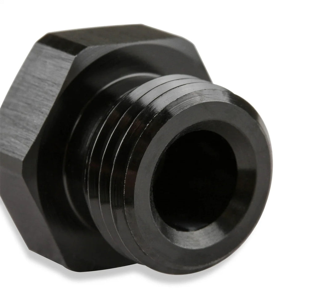 Mr Gasket -6 AN Port Plug with O-Ring Seal, Black Anodized Aluminum - 2 pieces 481406-BL - Side View