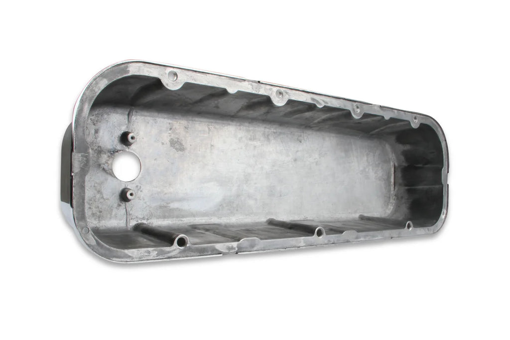 Mr Gasket Cast Aluminum Tall Valve Covers - Polished fits 1965-2000 Chevrolet / GMC - Side View