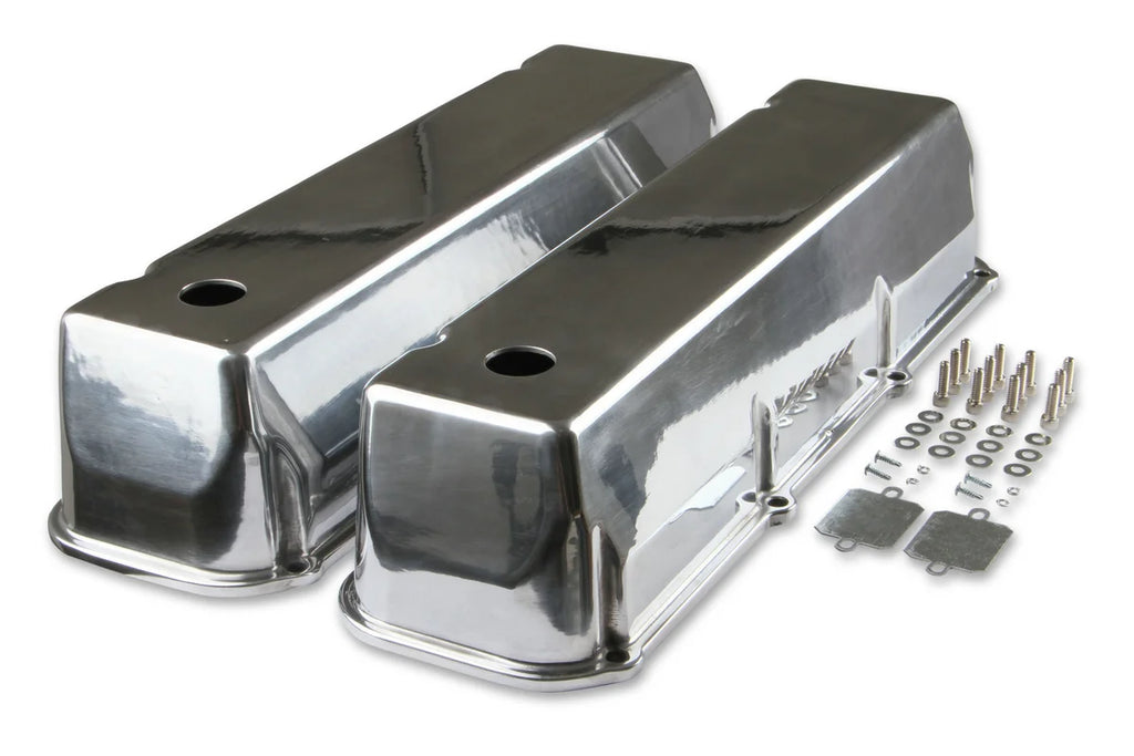 Mr Gasket Cast Aluminum Tall Valve Covers - Polished fits 1968-1997 Ford / Lincoln / Mercury - Main Product View