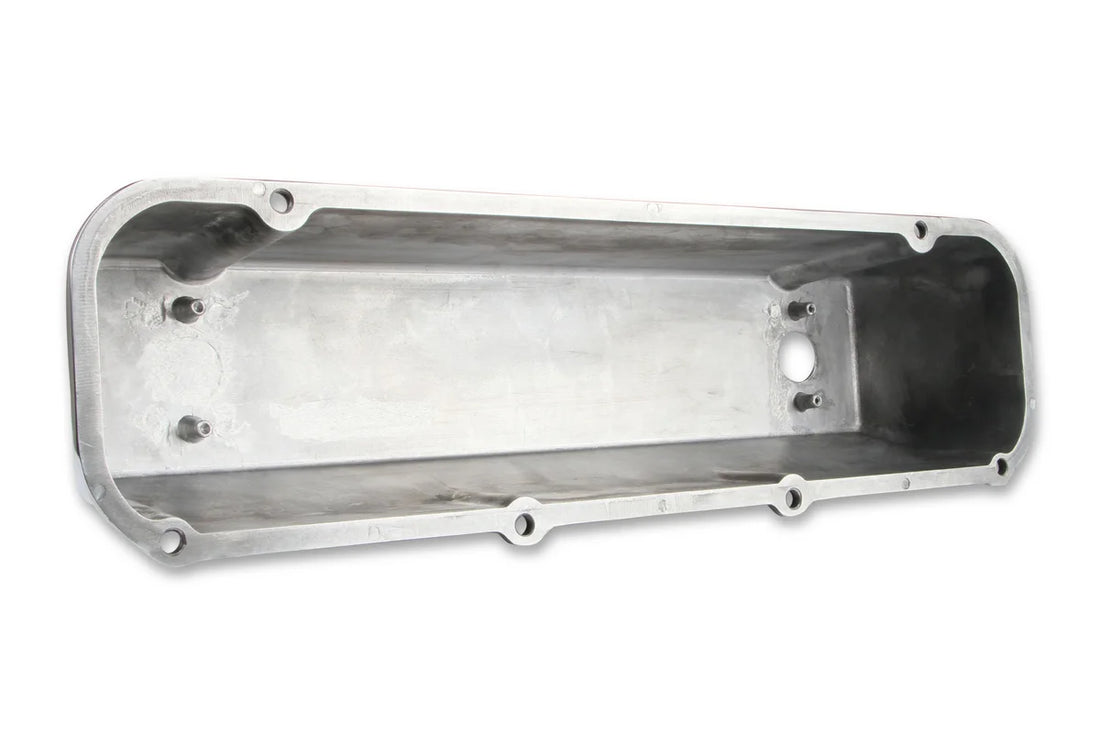 Mr Gasket Cast Aluminum Tall Valve Covers - Polished fits 1968-1997 Ford / Lincoln / Mercury - Side View