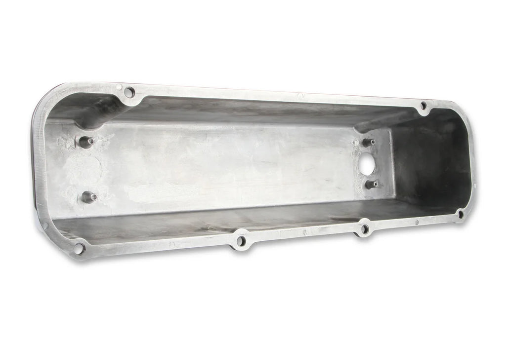 Mr Gasket Cast Aluminum Tall Valve Covers - Polished fits 1968-1997 Ford / Lincoln / Mercury - Side View
