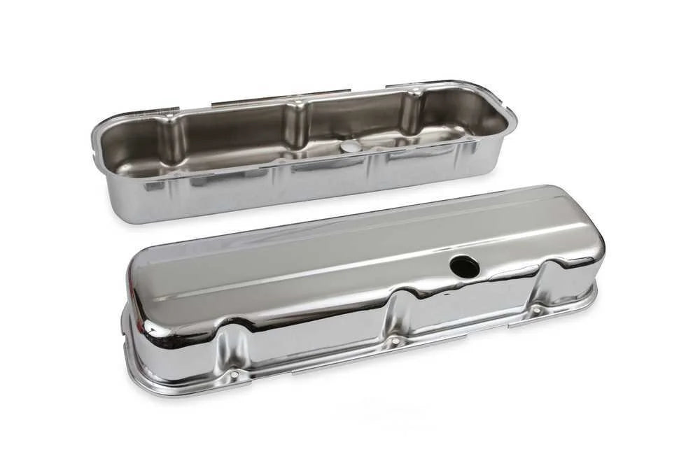 Mr Gasket Chrome Tall-Style Valve Covers without Baffle 9802 fits 1975 Chevrolet Bel Air, Impala, Caprice Classic, Caprice...
