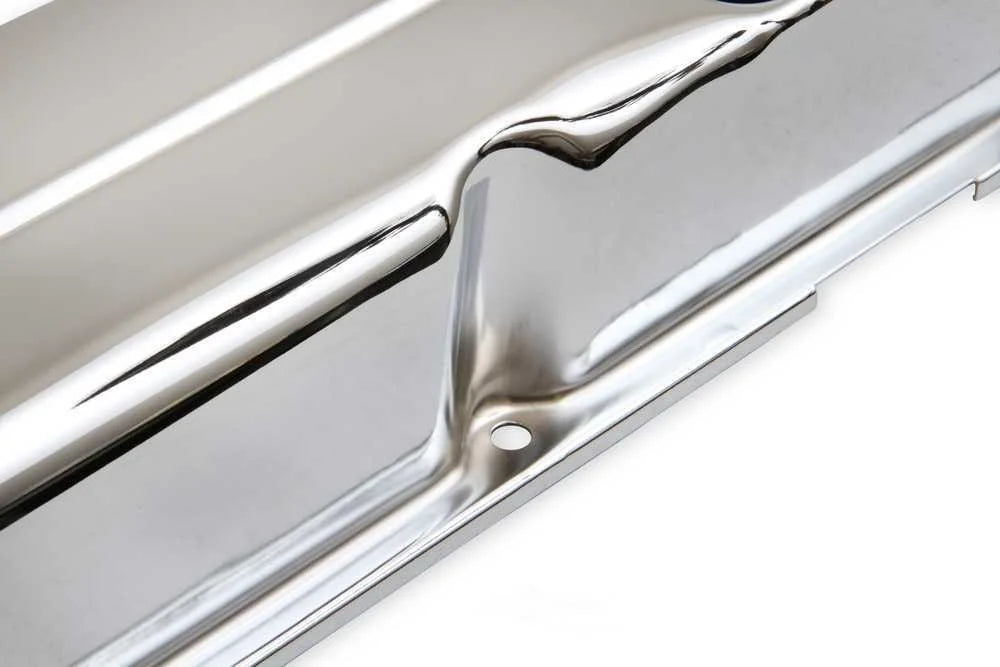 Mr Gasket Chrome Tall-Style Valve Covers without Baffle 9802 fits 1975 Chevrolet Bel Air, Impala, Caprice Classic, Caprice...