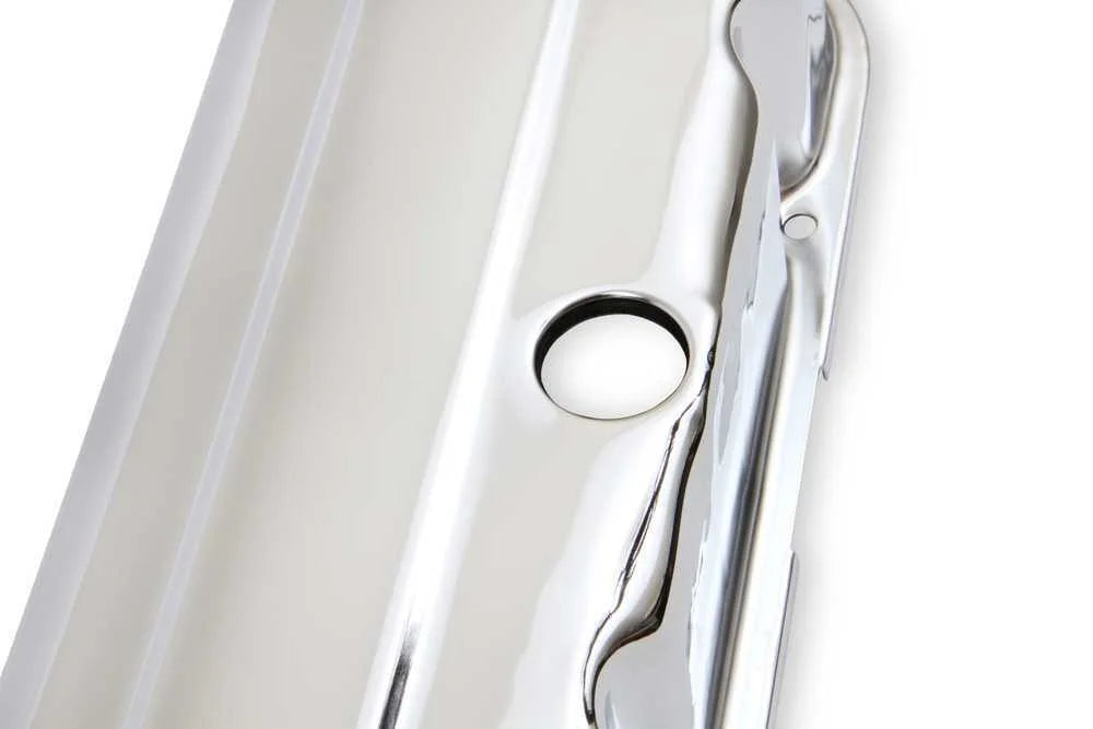 Mr Gasket Chrome Tall-Style Valve Covers without Baffle 9802 fits 1975 Chevrolet Bel Air, Impala, Caprice Classic, Caprice...