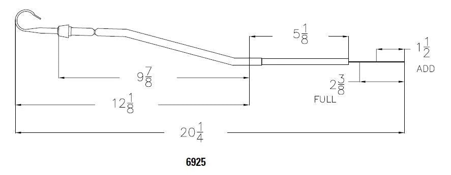 Mr Gasket Engine Oil Dipstick & Tube - Chrome fits 1965-1980 1992 Buick / Oldsmobile / Pontiac - Side View