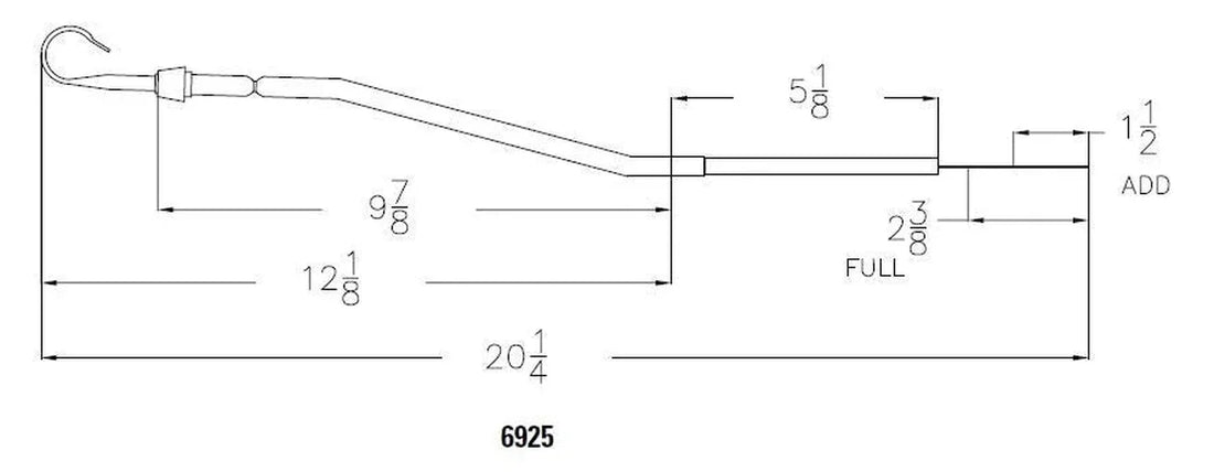 Mr Gasket Engine Oil Dipstick & Tube - Chrome fits 1965-1980 1992 Buick / Oldsmobile / Pontiac - Side View