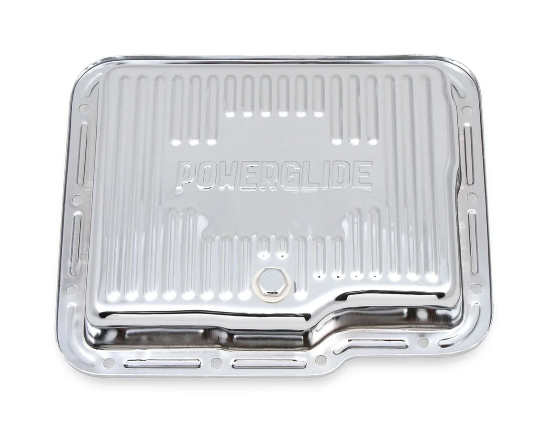 Mr Gasket Fits GM Powerglide. Stock depth and capacity. Finned design. 9769CMRG - Side View