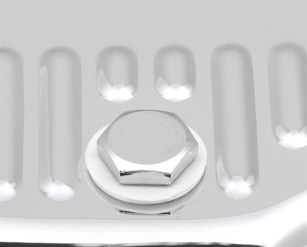 Mr Gasket Fits GM Powerglide. Stock depth and capacity. Finned design. 9769CMRG - Installation View