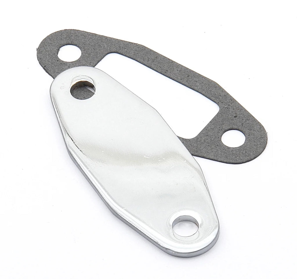Mr Gasket Fuel Pump Block Off Plate - Chrome fits 1970-1982 Ford / Mercury