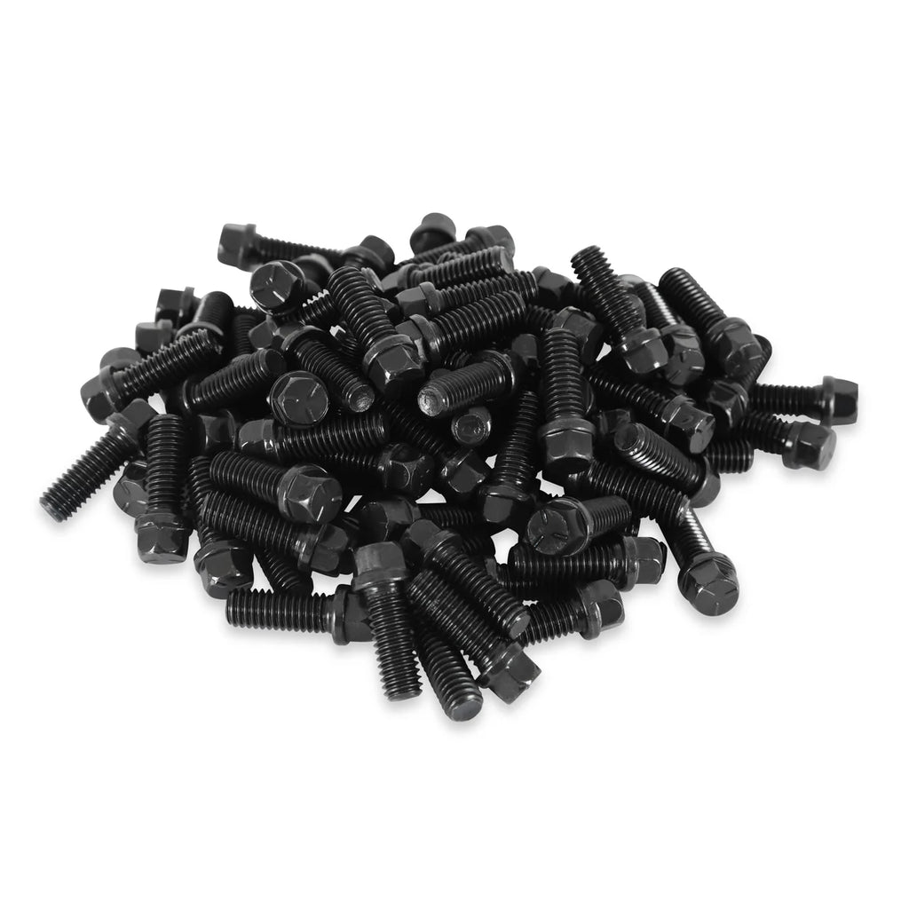 Mr Gasket Header Bolts - 3/8-16 x 1 Inch Hex Head - Black Oxide - 100 Pieces - Side View