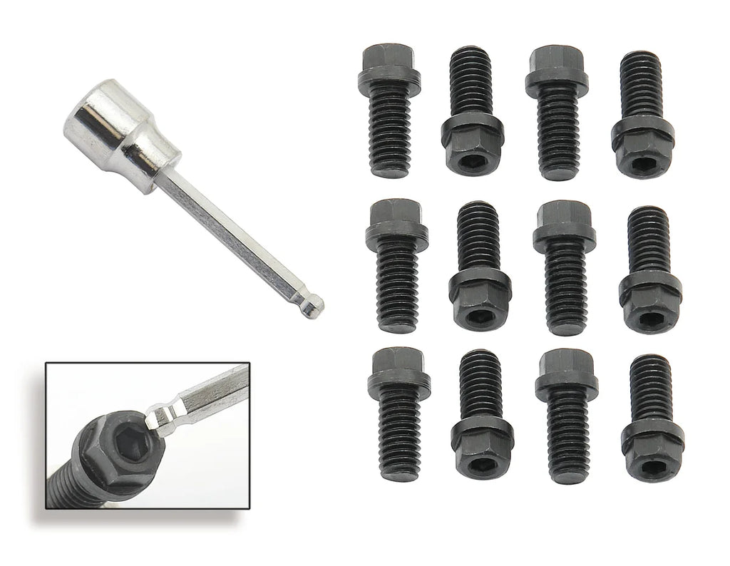 Mr Gasket Header Bolts - 3/8-16 x 3/4 Inch Hex & Socket Head - Black Oxide