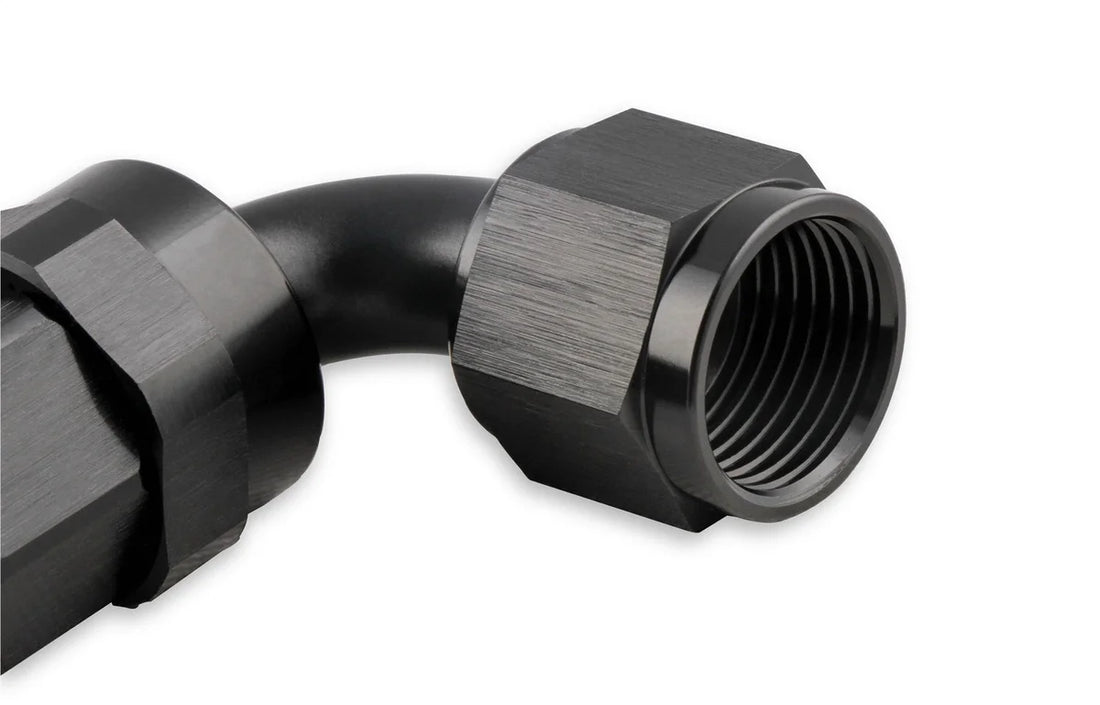Mr Gasket Mr. Gasket -12 AN 90 Degree Swivel Hose End - Black 229012-BL - Installation View